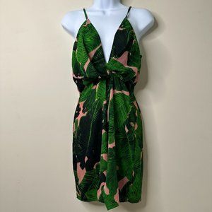 Missguided Green/Pink Palm Sleeveless Dress Women's Size 4